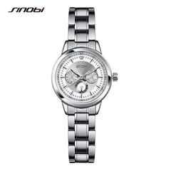 SINOBI Women Watch Elegant Brand Famous Luxury Silver Quartz Watches Ladies Steel Antique Geneva Wristwatches Relogio 2018 Gift