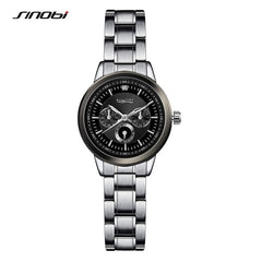 SINOBI Women Watch Elegant Brand Famous Luxury Silver Quartz Watches Ladies Steel Antique Geneva Wristwatches Relogio 2018 Gift