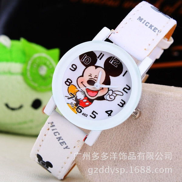 New 2016 fashion cool mickey cartoon watch for children girls Leather digital watches for kids boys Christmas gift wristwatch