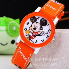 New 2016 fashion cool mickey cartoon watch for children girls Leather digital watches for kids boys Christmas gift wristwatch