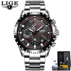 LIGE Watch Men Fashion Sport Quartz Clock Mens Watches Top Brand Luxury Full Steel Business Waterproof Watch Relogio Masculino