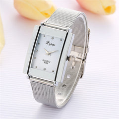 Lvpai Brand Silver Ladies Wristwatch Watch Luxury Rectangle Casual Watches Women Dress Casual Wristwatch Lady Quartz-Watch Clock