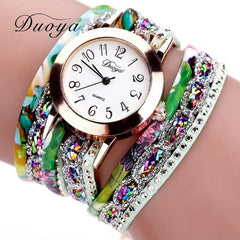 Top Brand Luxury Watches Women Flower Popular Quartz Diamond Leather Bracelet Watch Female Ladies Gemstone Dress Wristwatch