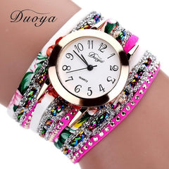 Top Brand Luxury Watches Women Flower Popular Quartz Diamond Leather Bracelet Watch Female Ladies Gemstone Dress Wristwatch