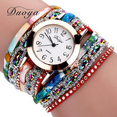 Top Brand Luxury Watches Women Flower Popular Quartz Diamond Leather Bracelet Watch Female Ladies Gemstone Dress Wristwatch