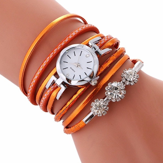 Top Brand Fashion Luxury Rhinestone Leather Bracelet Watch Women Ladies Quartz Watch Casual Wrist Watches Relogio Feminino Gift