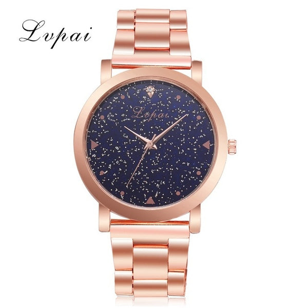 Lvpai Brand Luxury Starry Women Watches Steel Quartz Ladies Rose Bracelet Watch Casual Clock Lovers Girl Wristwatch Relogio