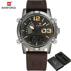 NAVIFORCE Men's Fashion Sport Watches Men Quartz Analog Date Clock Man Leather Military Waterproof Watch Relogio Masculino