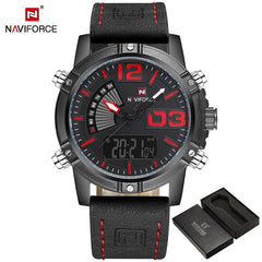 NAVIFORCE Men's Fashion Sport Watches Men Quartz Analog Date Clock Man Leather Military Waterproof Watch Relogio Masculino