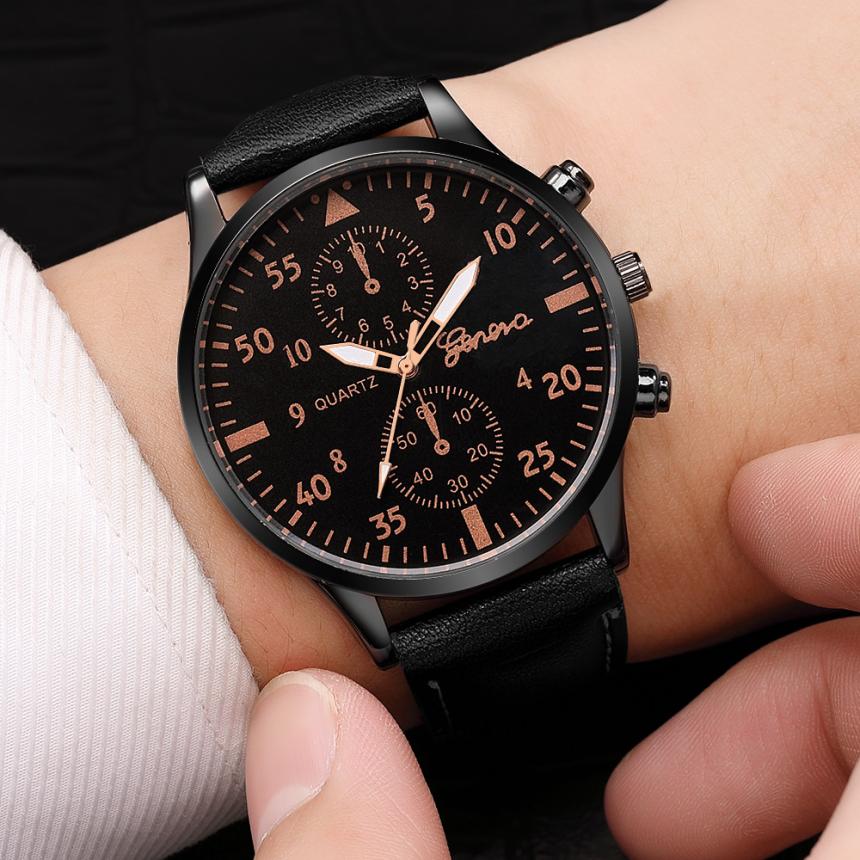 Mens Watches Fashion Casual Sport Quartz Watch Men Military Man Leather Business Wrist watch Relogio Masculino erkek saat #C