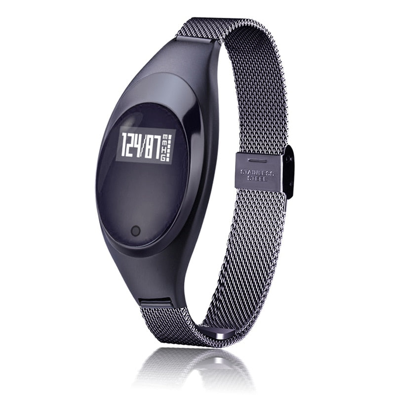 Women Ladies Girl Fashion Smart Band Watch Blood Pressure Heart Rate Monitor Smart Bracelet Fitness Tracker Metal Wristband