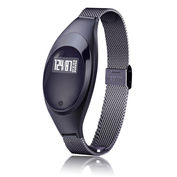 Women Ladies Girl Fashion Smart Band Watch Blood Pressure Heart Rate Monitor Smart Bracelet Fitness Tracker Metal Wristband