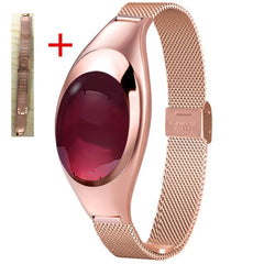 Women Ladies Girl Fashion Smart Band Watch Blood Pressure Heart Rate Monitor Smart Bracelet Fitness Tracker Metal Wristband