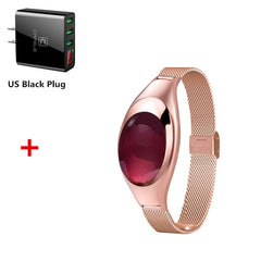 Women Ladies Girl Fashion Smart Band Watch Blood Pressure Heart Rate Monitor Smart Bracelet Fitness Tracker Metal Wristband