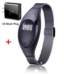 Women Ladies Girl Fashion Smart Band Watch Blood Pressure Heart Rate Monitor Smart Bracelet Fitness Tracker Metal Wristband