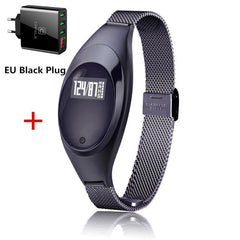 Women Ladies Girl Fashion Smart Band Watch Blood Pressure Heart Rate Monitor Smart Bracelet Fitness Tracker Metal Wristband
