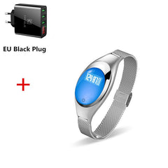 Women Ladies Girl Fashion Smart Band Watch Blood Pressure Heart Rate Monitor Smart Bracelet Fitness Tracker Metal Wristband