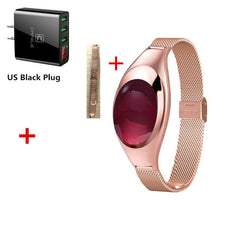 Women Ladies Girl Fashion Smart Band Watch Blood Pressure Heart Rate Monitor Smart Bracelet Fitness Tracker Metal Wristband
