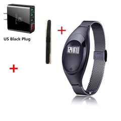 Women Ladies Girl Fashion Smart Band Watch Blood Pressure Heart Rate Monitor Smart Bracelet Fitness Tracker Metal Wristband