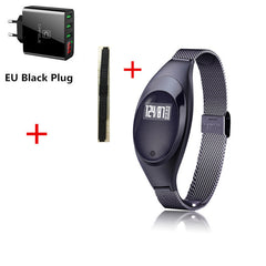 Women Ladies Girl Fashion Smart Band Watch Blood Pressure Heart Rate Monitor Smart Bracelet Fitness Tracker Metal Wristband