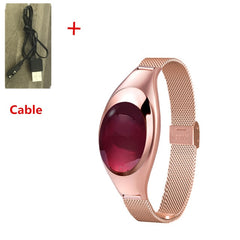 Women Ladies Girl Fashion Smart Band Watch Blood Pressure Heart Rate Monitor Smart Bracelet Fitness Tracker Metal Wristband