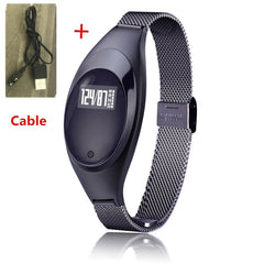 Women Ladies Girl Fashion Smart Band Watch Blood Pressure Heart Rate Monitor Smart Bracelet Fitness Tracker Metal Wristband