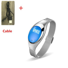 Women Ladies Girl Fashion Smart Band Watch Blood Pressure Heart Rate Monitor Smart Bracelet Fitness Tracker Metal Wristband