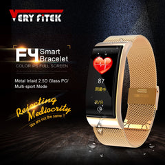VERYFiTEK F4 Metal Smart Band Wristband Blood Pressure Heart Rate Monitor Men Women Fitness Watch Pedometer Smart Bracelet
