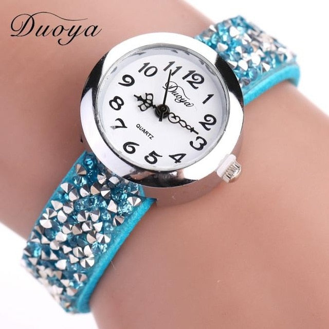 Duoya Brand Watches Women Fashion Crystal Rhinestone Bracelet Watch Ladies Quartz Luxury Vintage Women Watch Gift Dropshipping 4