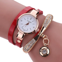 Luxury Brand Women Ladies Watches PU Leather Bracelet Rhinestone Analog Quartz Wrist Watches Female reloj mujer zegarek damski