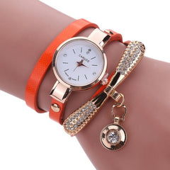 Luxury Brand Women Ladies Watches PU Leather Bracelet Rhinestone Analog Quartz Wrist Watches Female reloj mujer zegarek damski