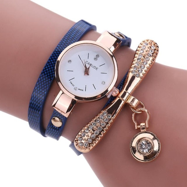 Luxury Brand Women Ladies Watches PU Leather Bracelet Rhinestone Analog Quartz Wrist Watches Female reloj mujer zegarek damski