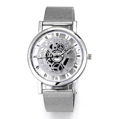 Fashion watch men Skeleton Watch Men Stainless Steel Mesh Band Quartz Wristwatch Clock Relojes Mujer Reloj Hombre dropshipping