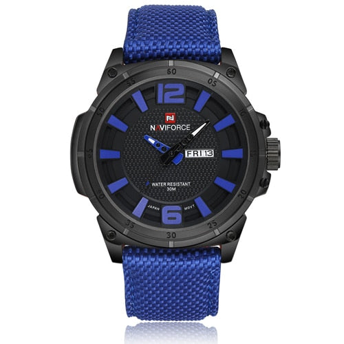 NAVIFORCE Top Brand Military Watches Men Fashion Casual Canvas Leather Sport Quartz Wristwatches Male Clock Relogio Masculino